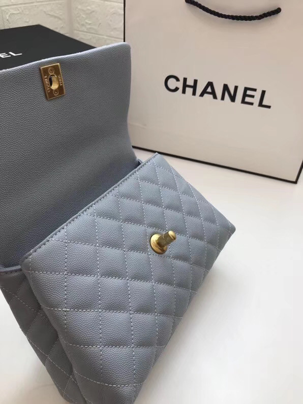 Chanel Small Flap Bag with Top Handle A92990 light blue