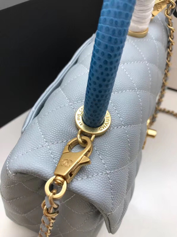 Chanel Small Flap Bag with Top Handle A92990 light blue