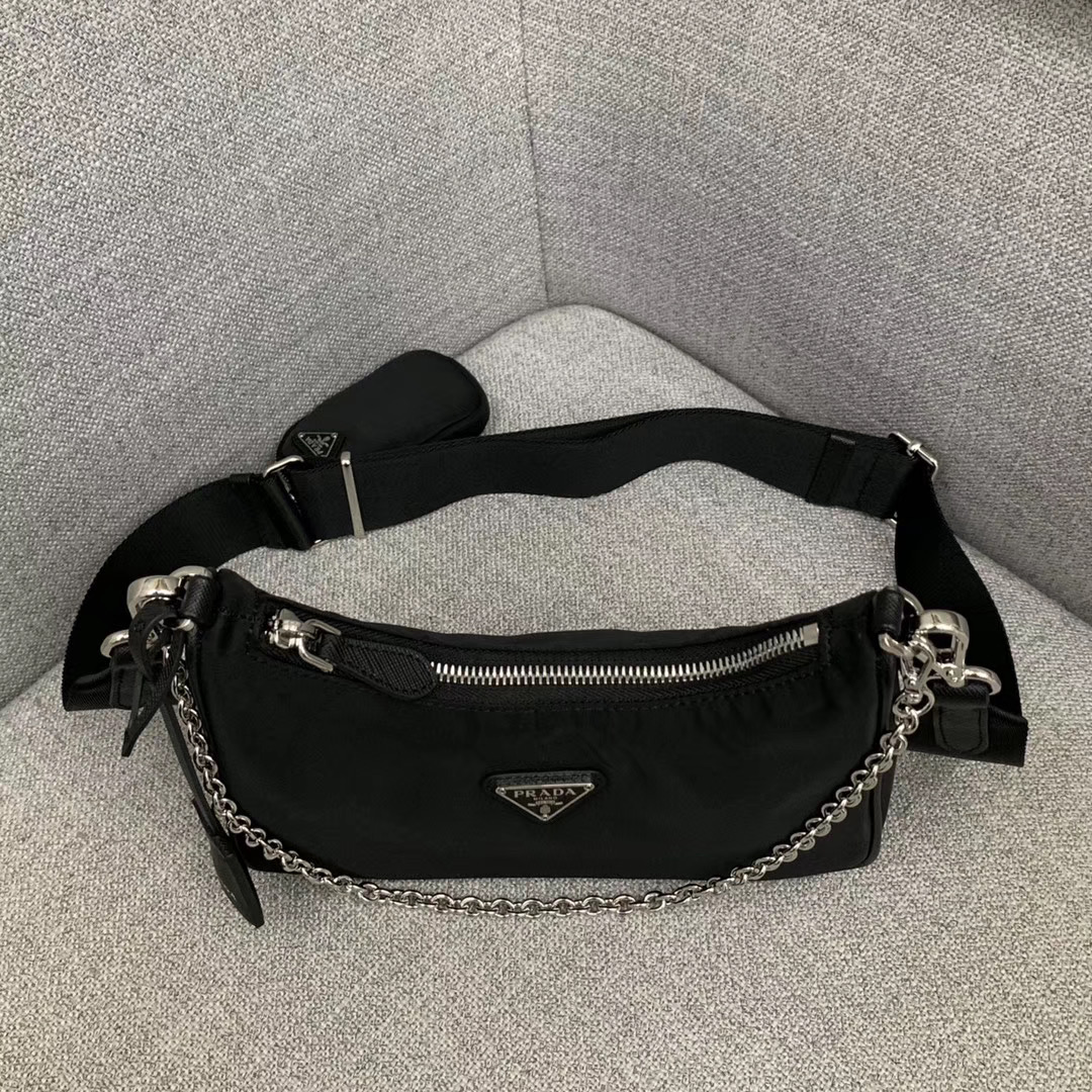 Prada Nylon Shoulder Bag 91277 black