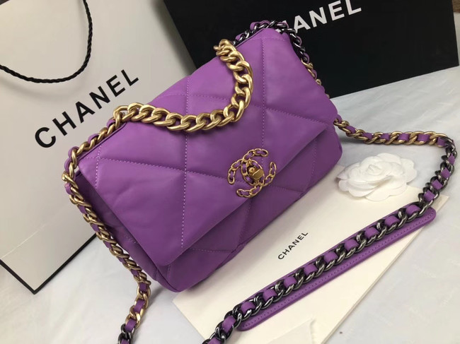 CHANEL 19 Flap Bag AS1160 purple