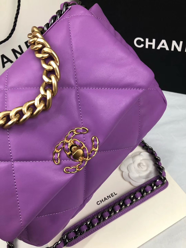 CHANEL 19 Flap Bag AS1160 purple
