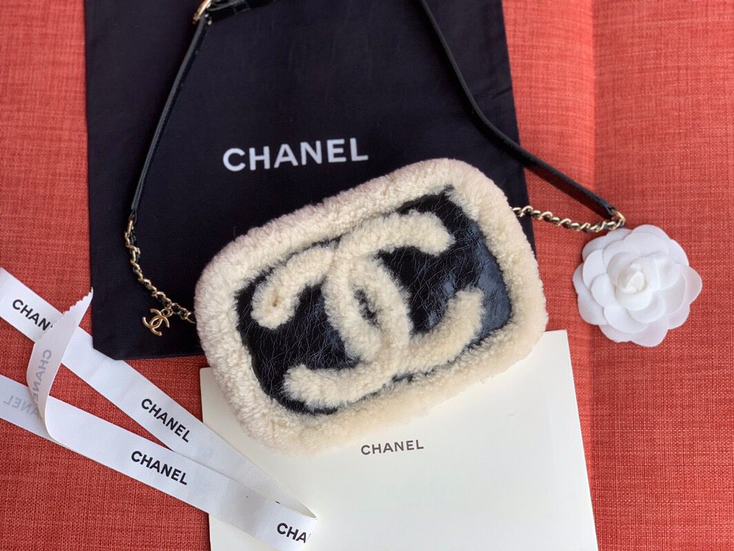 Chanel Origianl Leather Shoulder Wool Bag CC87526 Black