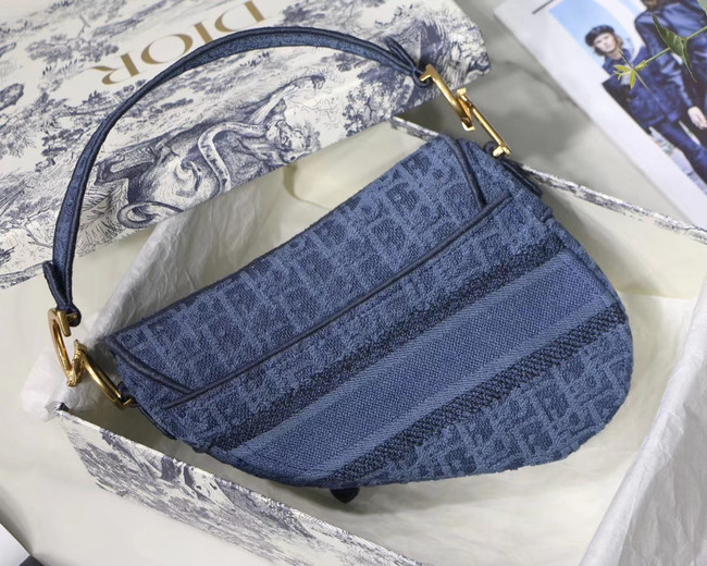 Dior SADDLE DENIM CANVAS BAG M928 blue