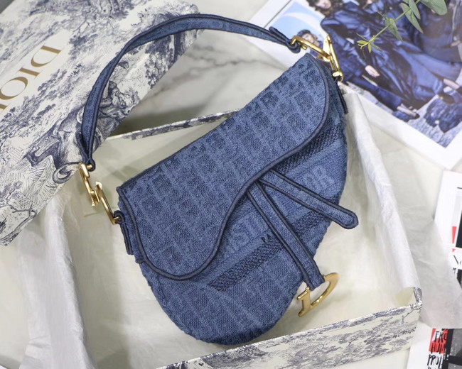 Dior SADDLE DENIM CANVAS BAG M928 blue