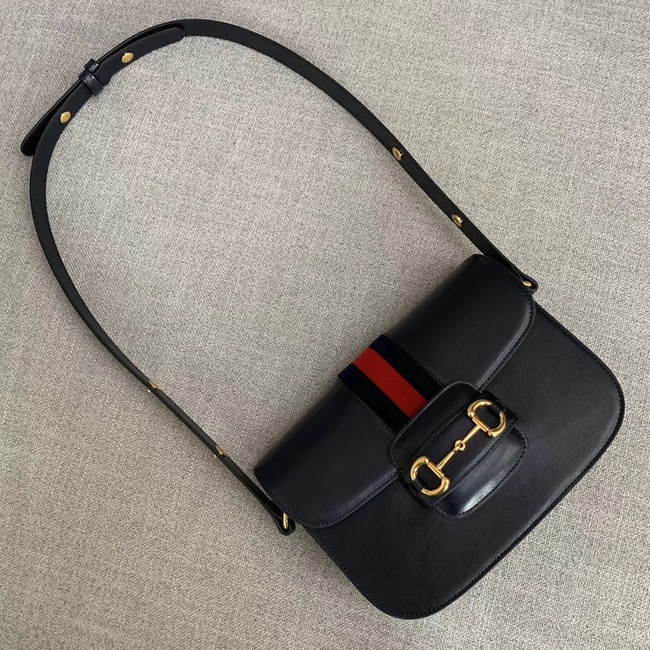 Gucci 1955 textured leather shoulder bag 602204 black