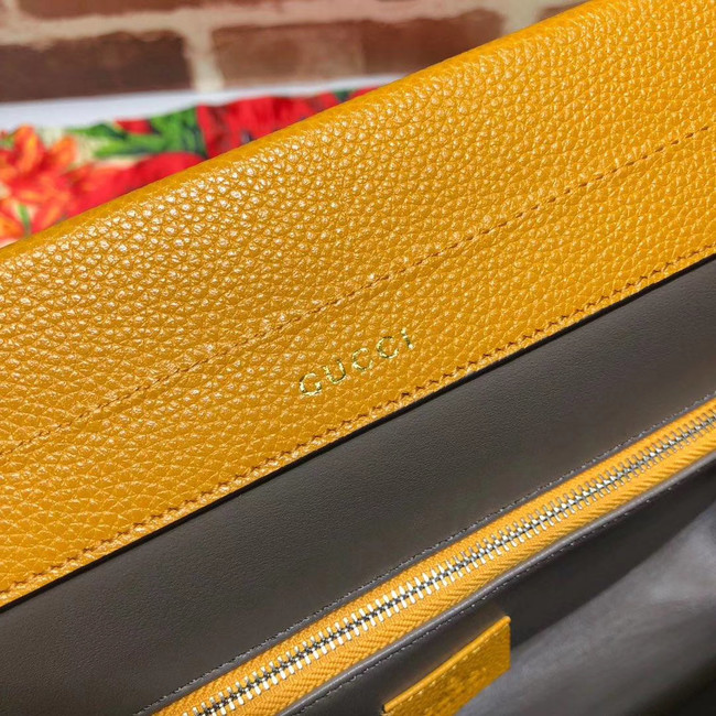 Gucci Zumi grainy leather medium top handle bag 564714 yellow
