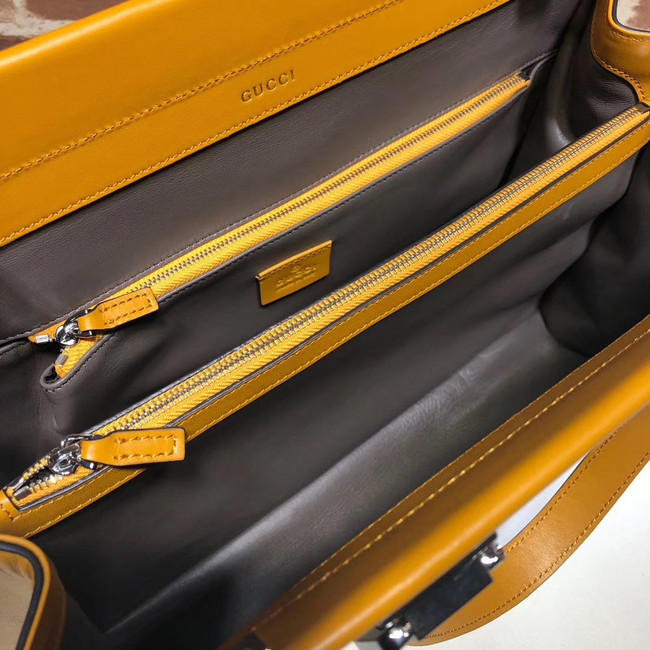 Gucci Zumi leather medium top handle bag 564714 yellow