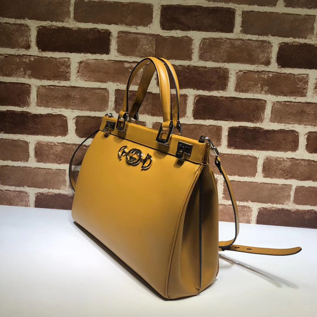 Gucci Zumi leather medium top handle bag 564714 yellow