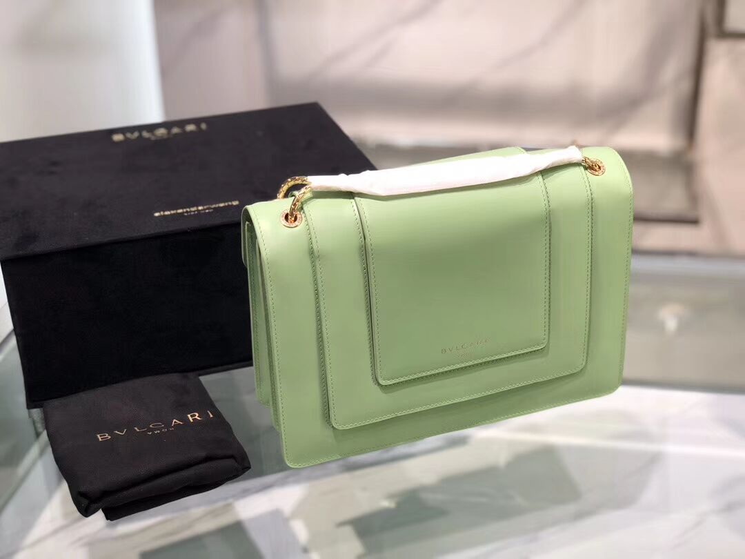 BVLGARI Serpenti Forever leather shoulder bag B288620 green