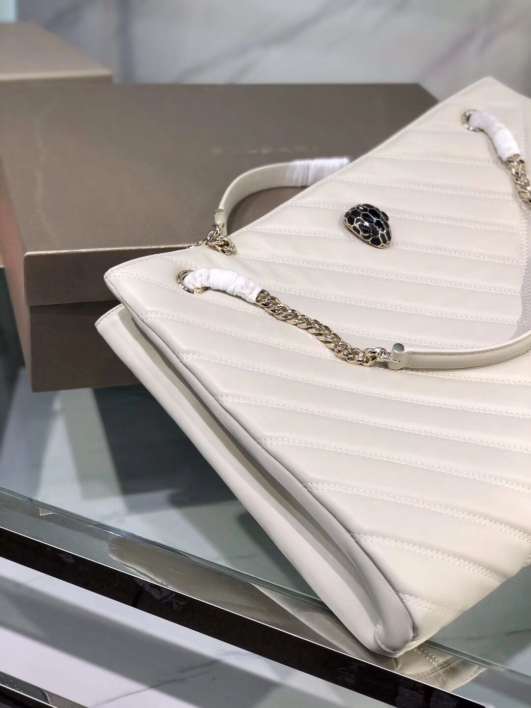 BVLGARI Shoulder Bag Calfskin Leather B287996 cream