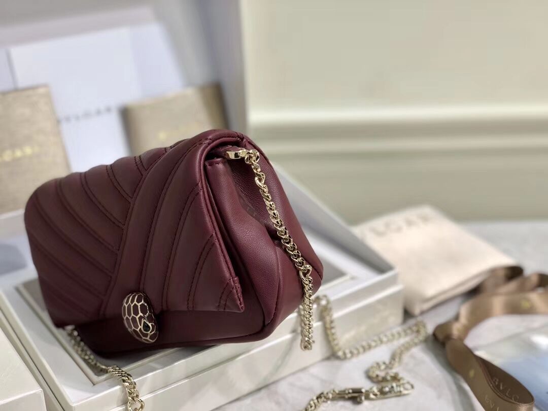 BVLGARI Shoulder Bag Calfskin Leather B288760 Burgundy