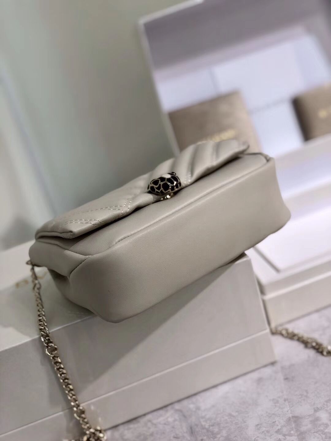 BVLGARI Shoulder Bag Calfskin Leather B288760 cream