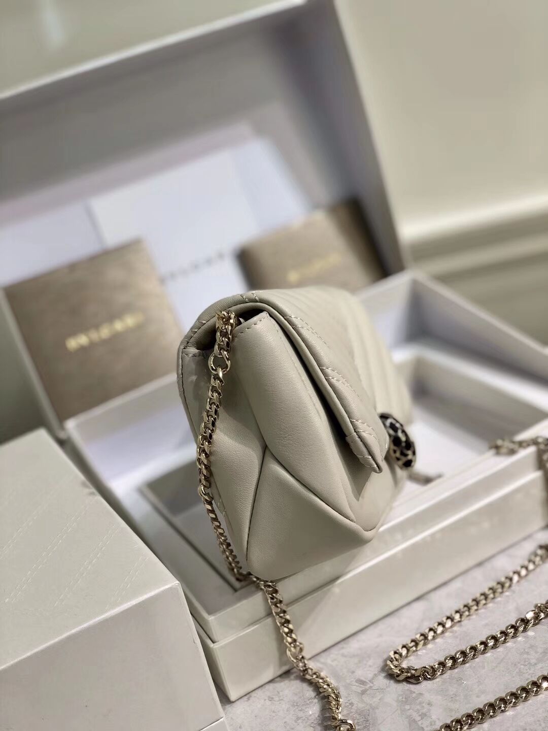 BVLGARI Shoulder Bag Calfskin Leather B288760 cream