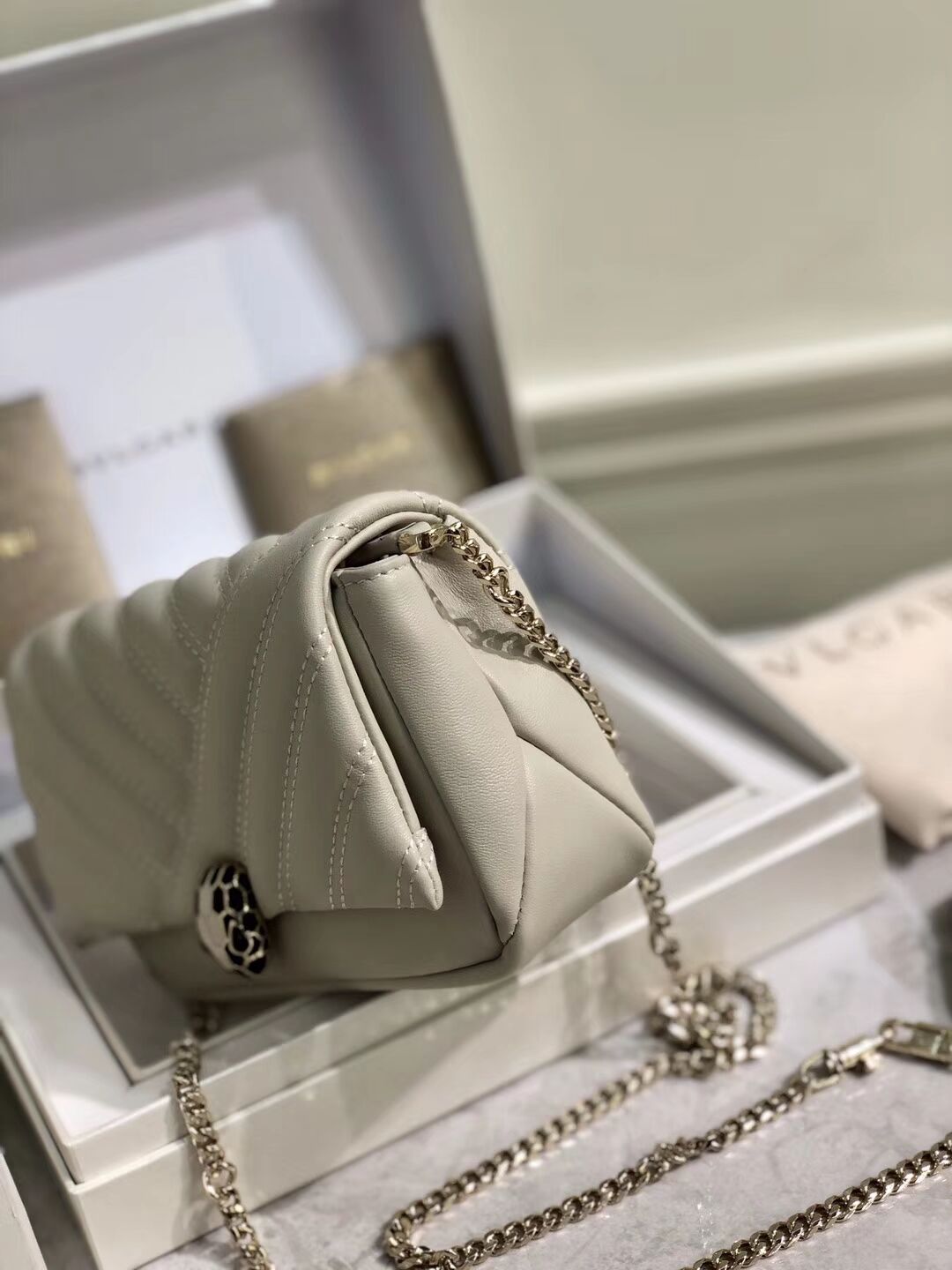 BVLGARI Shoulder Bag Calfskin Leather B288760 cream