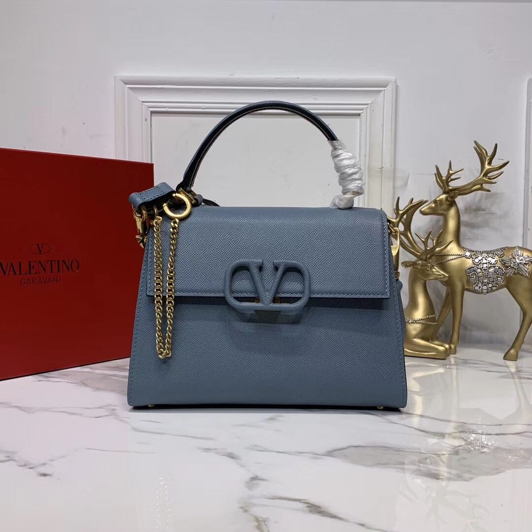 VALENTINO Origianl leather Tote Bag V0025 blue