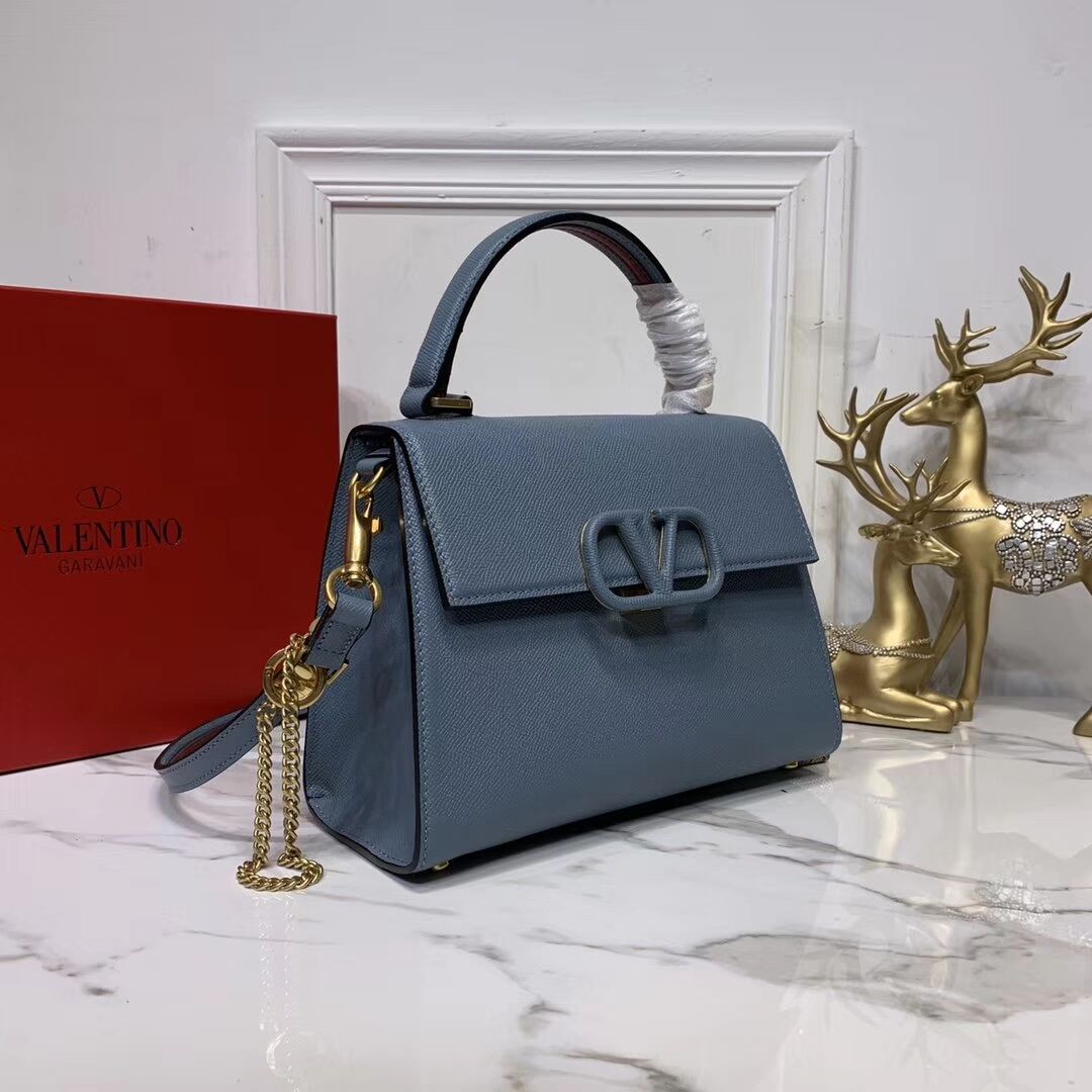 VALENTINO Origianl leather Tote Bag V0025 blue