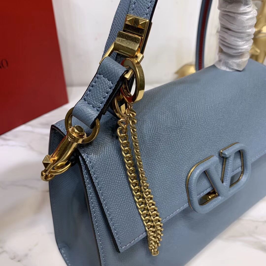 VALENTINO Origianl leather Tote Bag V0025 blue