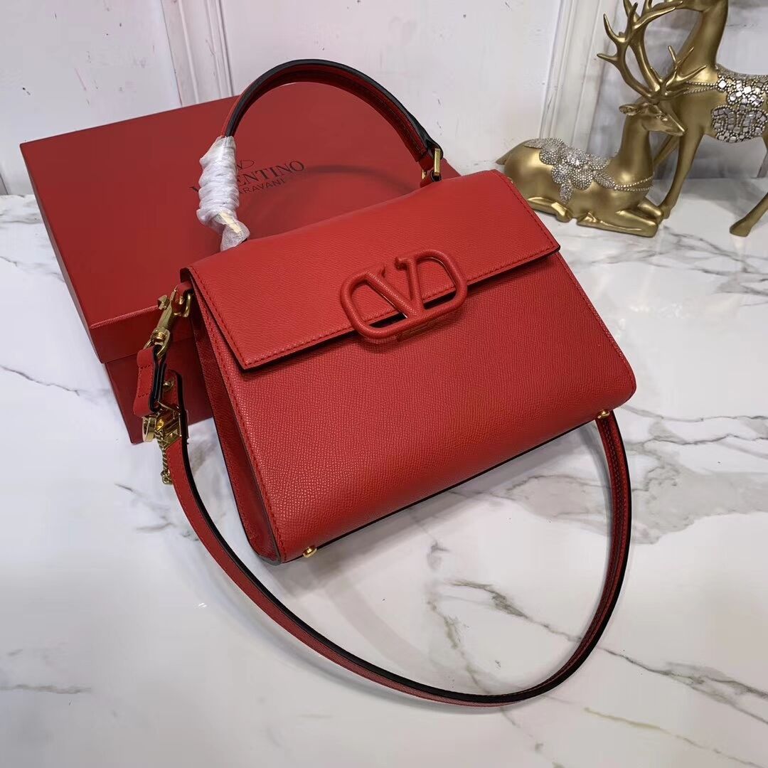 VALENTINO Origianl leather Tote Bag V0025 red