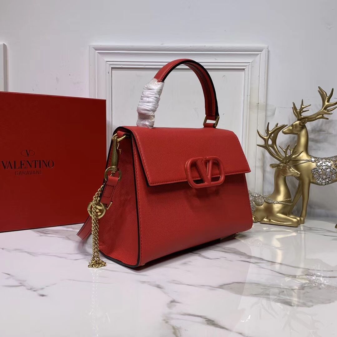 VALENTINO Origianl leather Tote Bag V0025 red