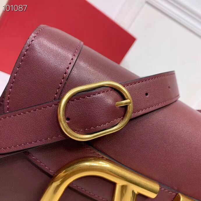 VALENTINO Origianl leather shoulder bag V0030 Burgundy