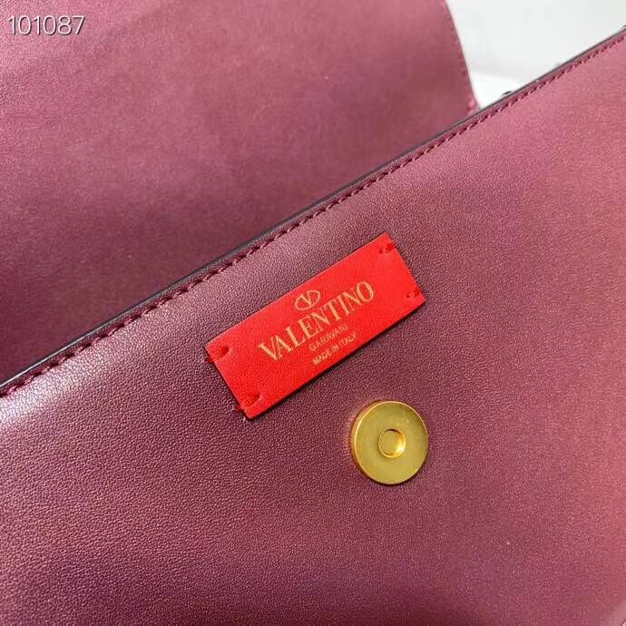 VALENTINO Origianl leather shoulder bag V0030 Burgundy