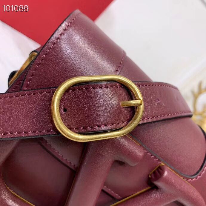 VALENTINO Origianl leather shoulder bag V0030A Burgundy