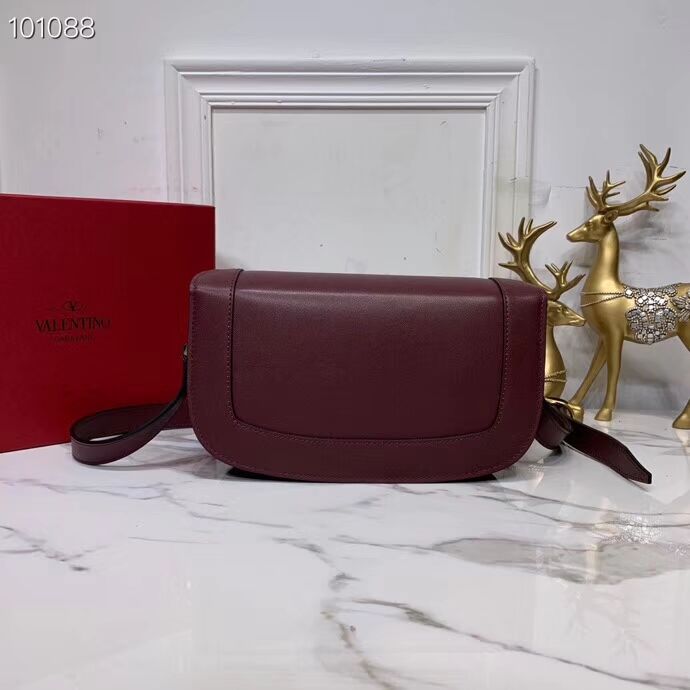 VALENTINO Origianl leather shoulder bag V0030A Burgundy