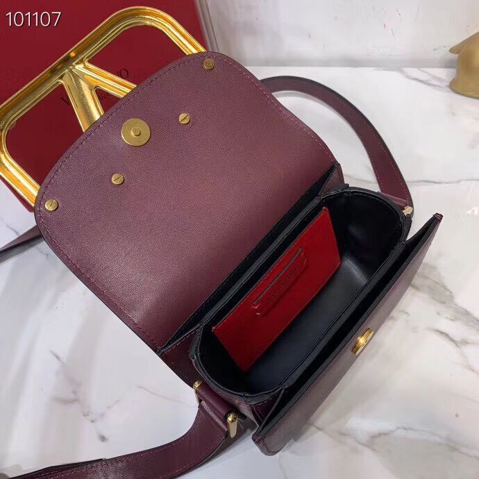 VALENTINO Origianl leather shoulder bag V0032 Burgundy