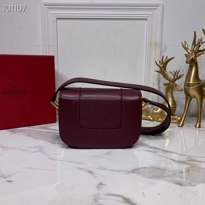 VALENTINO Origianl leather shoulder bag V0032 Burgundy