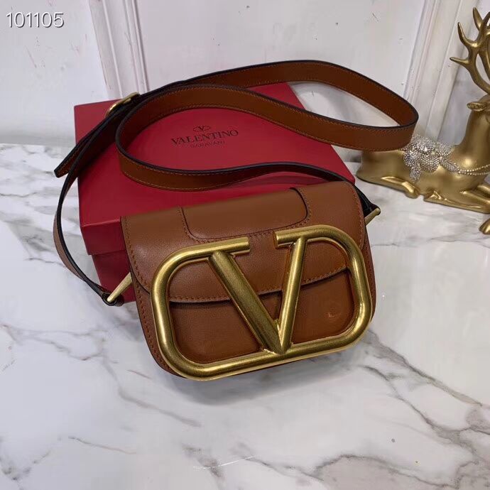 VALENTINO Origianl leather shoulder bag V0032 brown