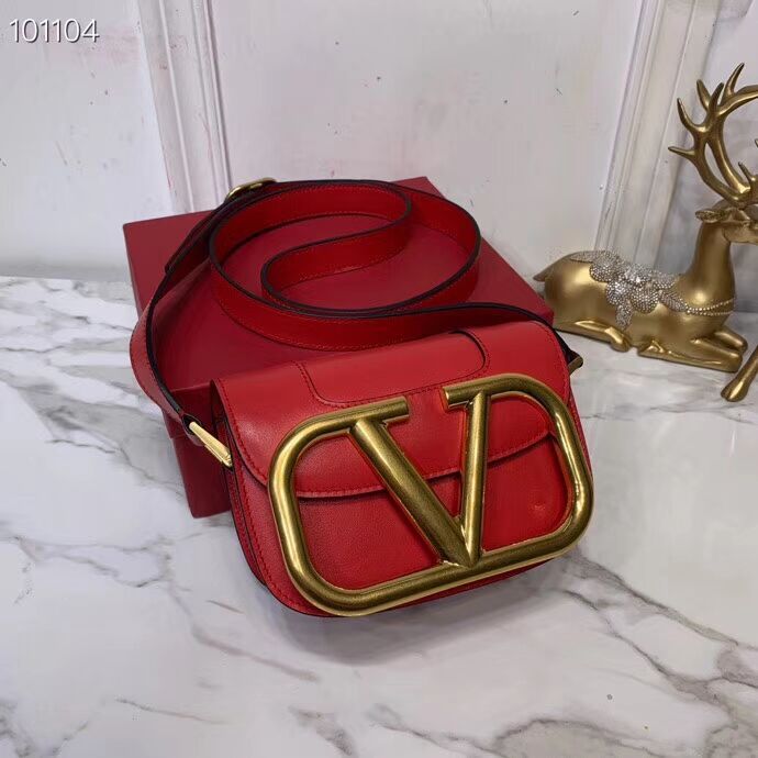 VALENTINO Origianl leather shoulder bag V0032 red