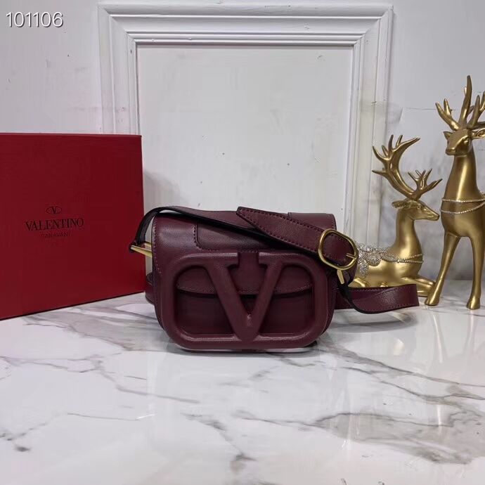 VALENTINO Origianl leather shoulder bag V0032A Burgundy