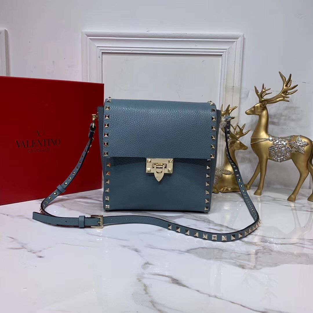 VALENTINO Origianl leather shoulder bag V0182 blue