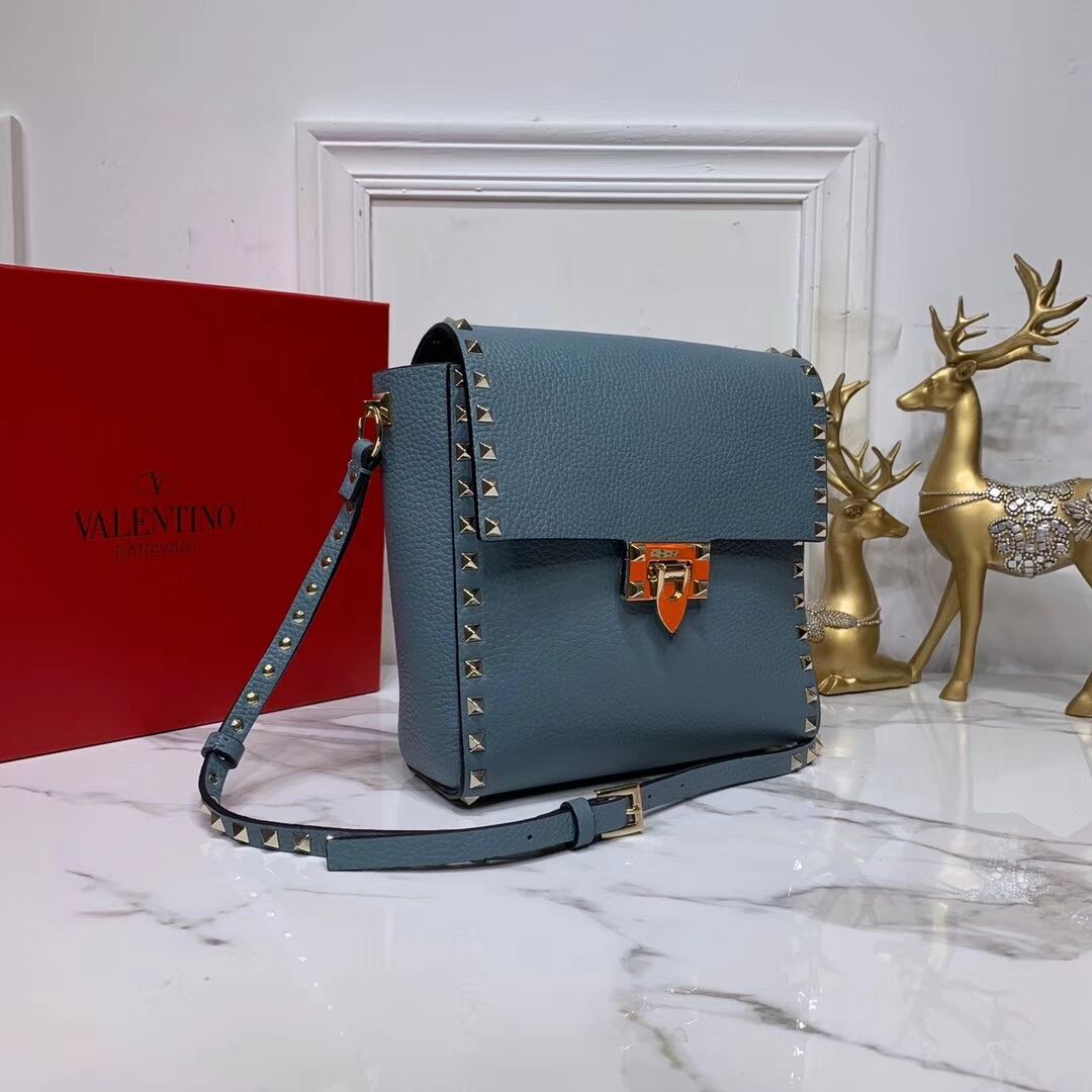 VALENTINO Origianl leather shoulder bag V0182 blue