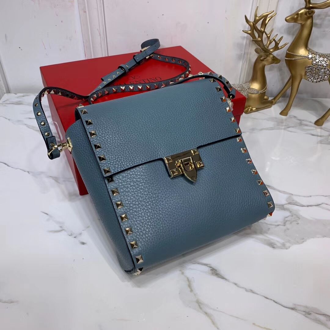 VALENTINO Origianl leather shoulder bag V0182 blue