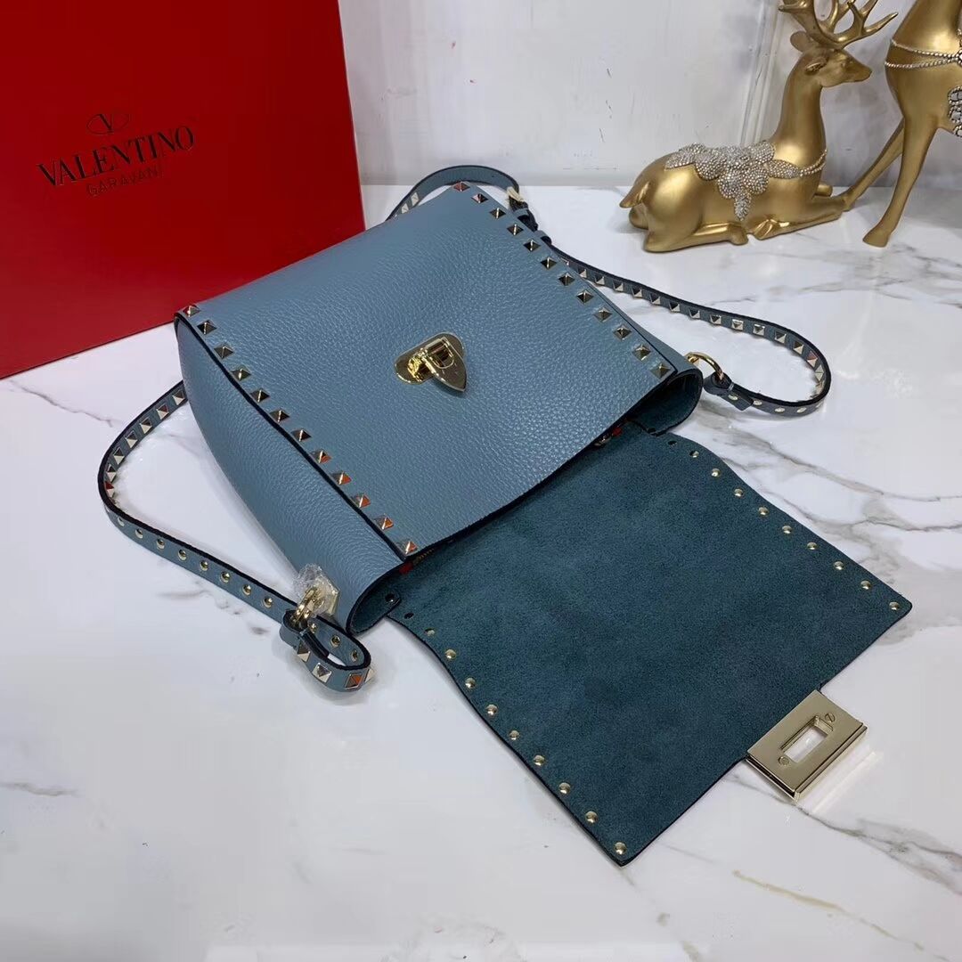 VALENTINO Origianl leather shoulder bag V0182 blue