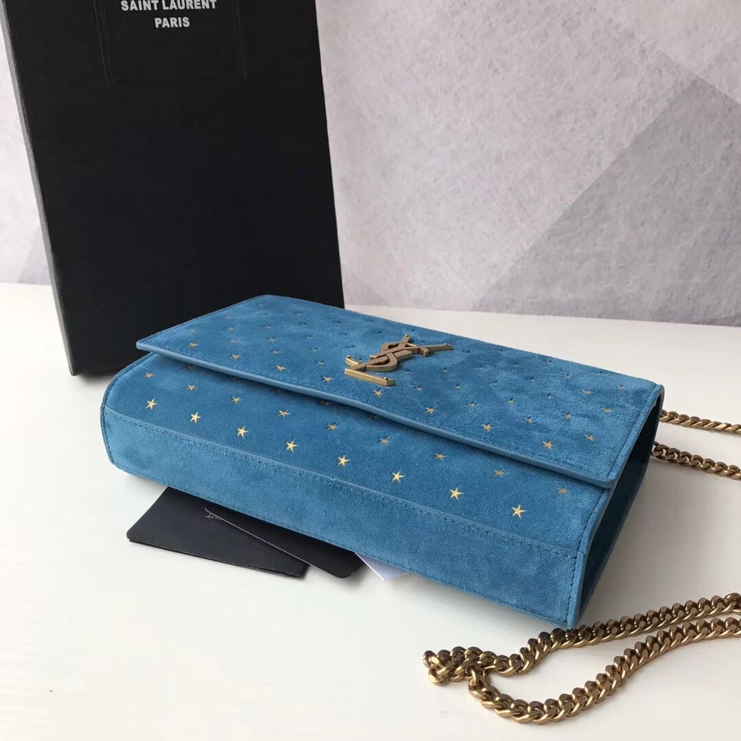 Yves Saint Laurent Kate Small Original Nubuck leather Shoulder Bag Y474367 blue