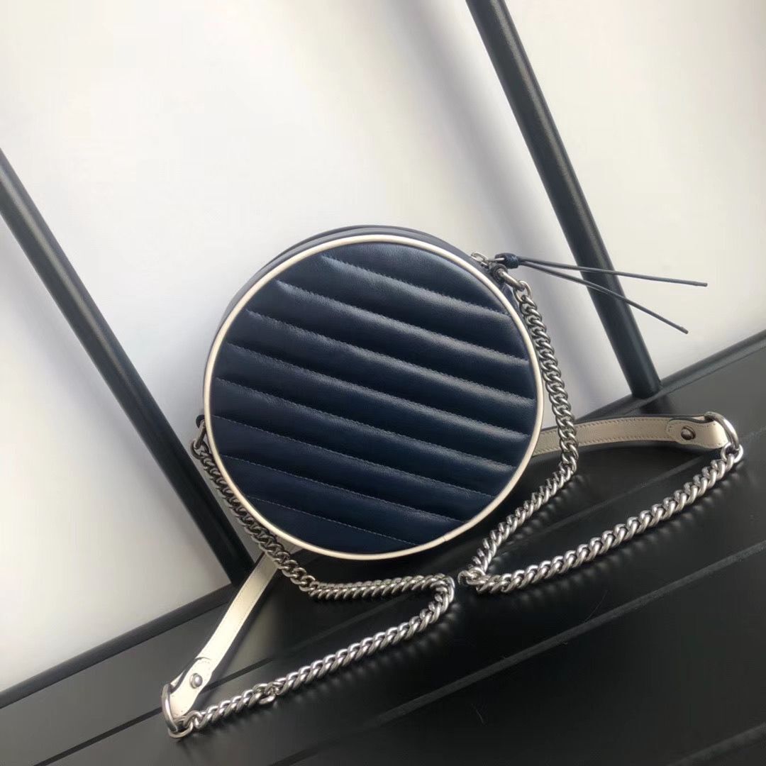 Gucci GG Marmont mini round shoulder bag 550154 Navy