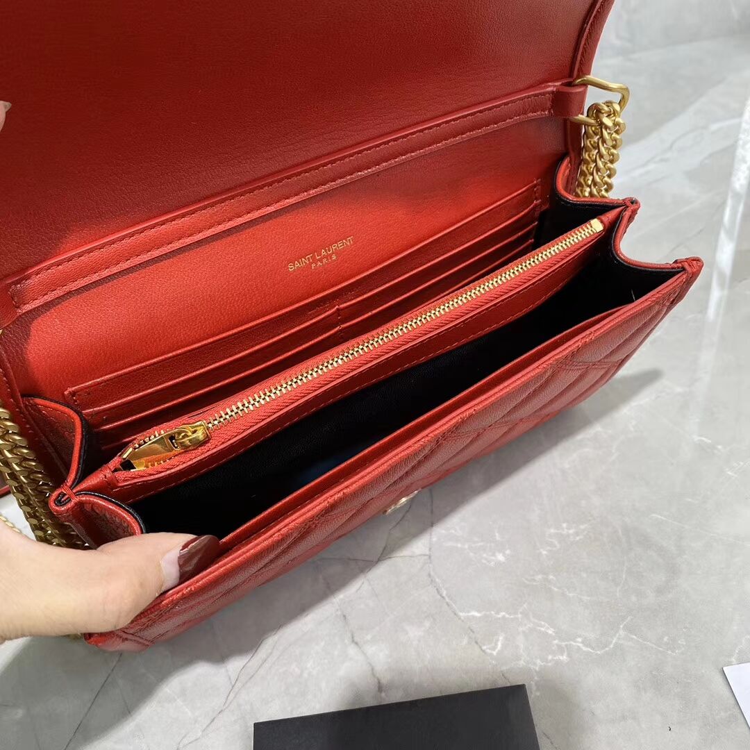 SAINT LAURENT leather shoulder bag Y585031 red