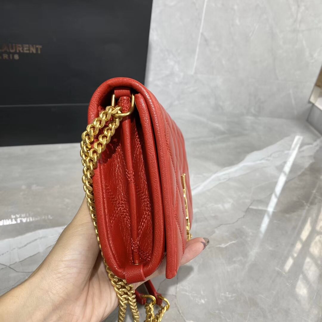 SAINT LAURENT leather shoulder bag Y585031 red