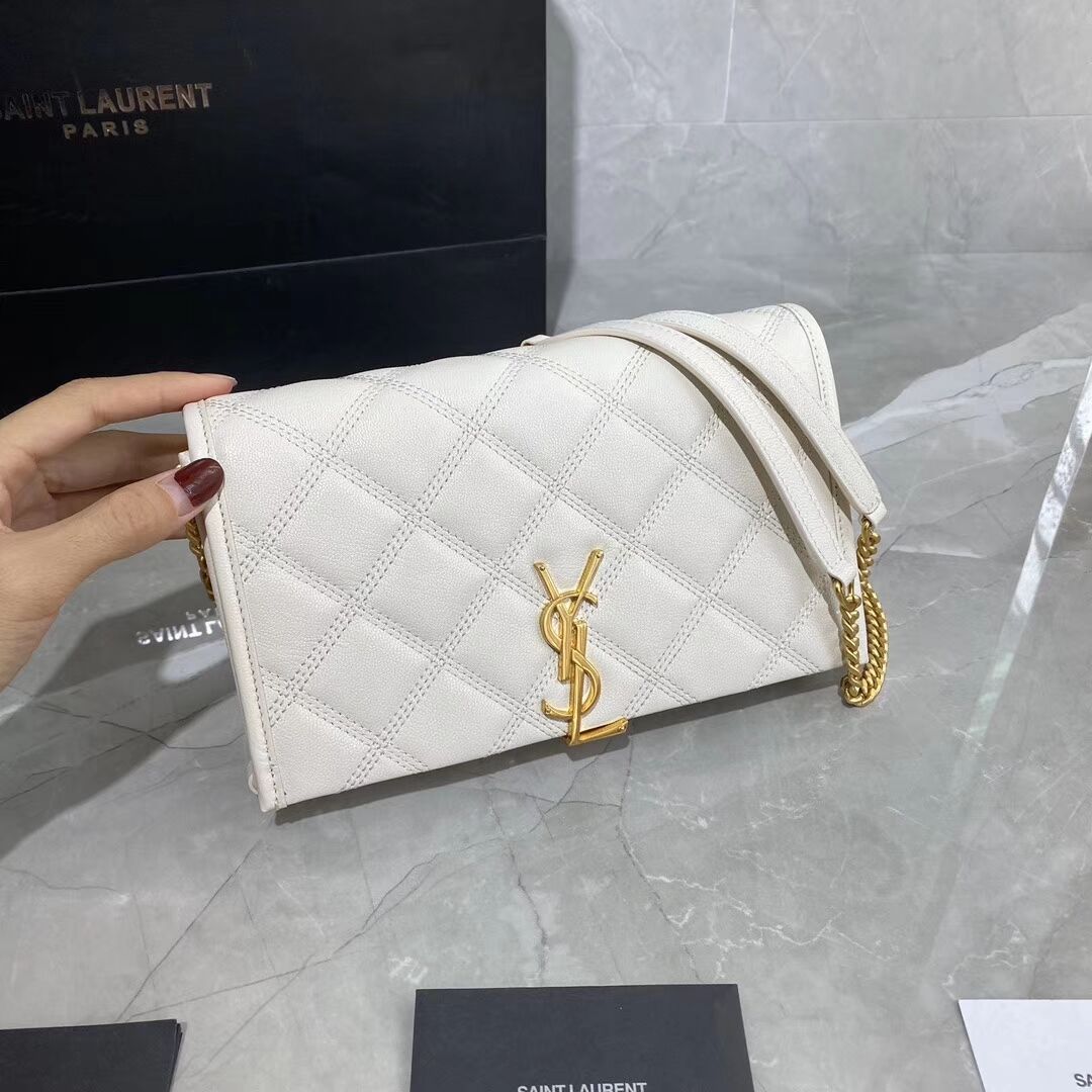 SAINT LAURENT leather shoulder bag Y585031 white