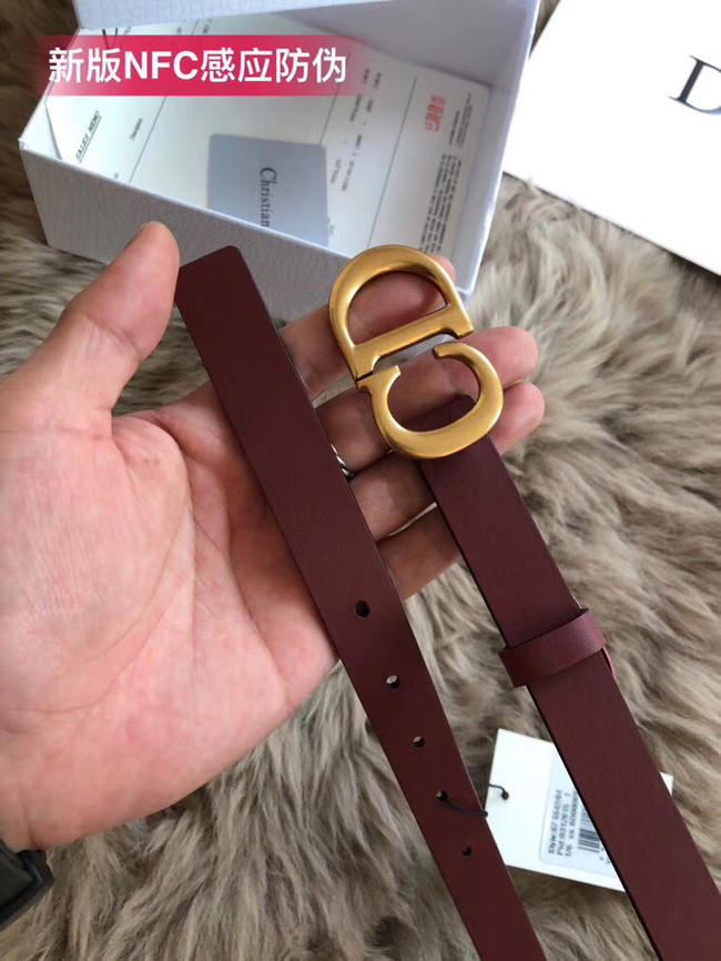 Dior Calf Leather Belt Wide with 20mm 5361 Burgundy