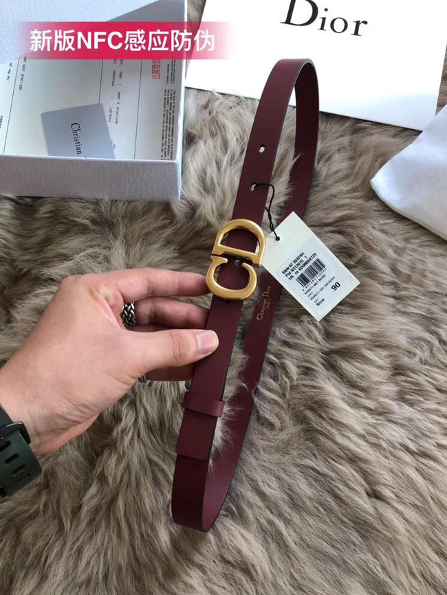 Dior Calf Leather Belt Wide with 20mm 5361 Burgundy
