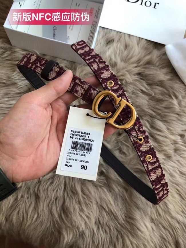 Dior Leather Belt Wide with 20mm 5361 Burgundy