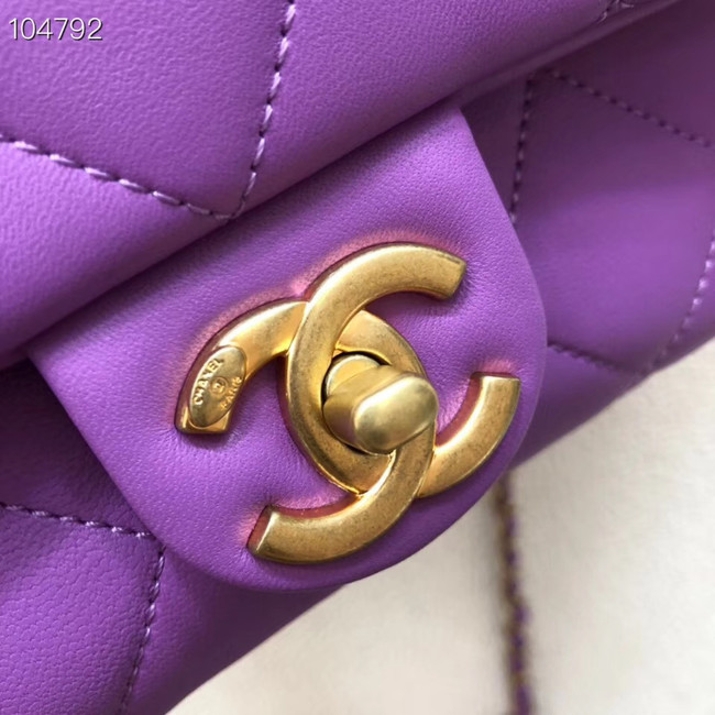 Chanel flap bag Lambskin & Gold Metal AS1358 purple