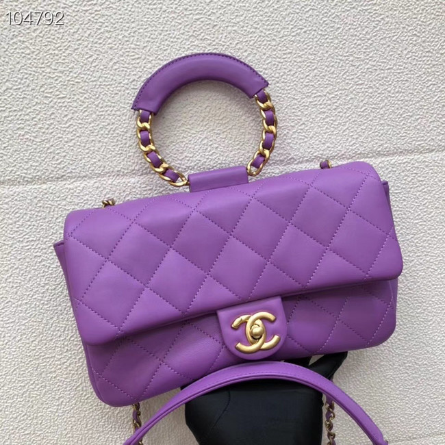 Chanel flap bag Lambskin & Gold Metal AS1358 purple