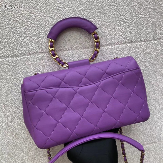 Chanel flap bag Lambskin & Gold Metal AS1358 purple