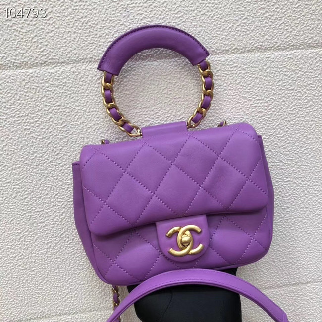 Chanel small flap bag Lambskin & Gold Metal AS1357 purple