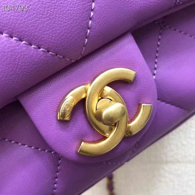 Chanel small flap bag Lambskin & Gold Metal AS1357 purple