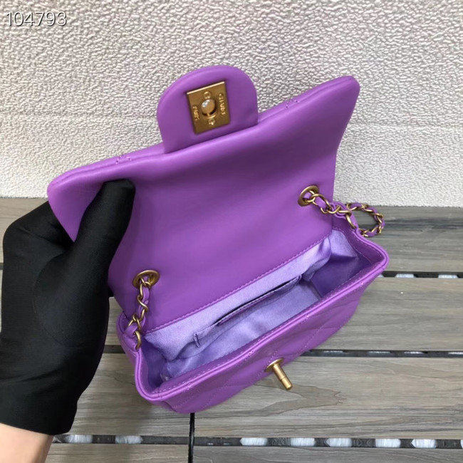 Chanel small flap bag Lambskin & Gold Metal AS1357 purple